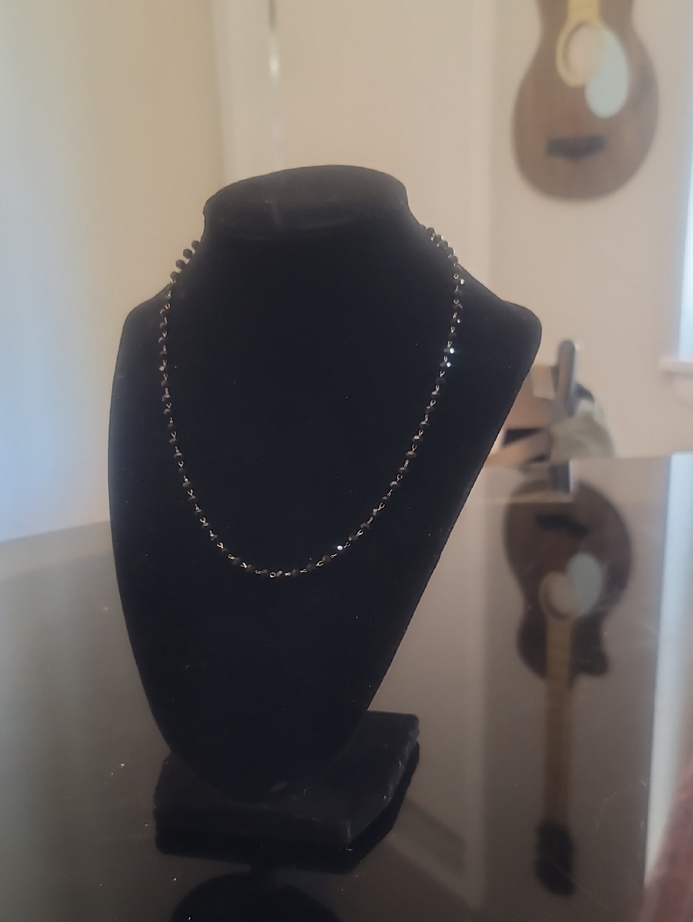 Stainless Steel Black Faceted Bead Necklace - Women Jewelry